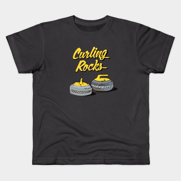 Curling Rocks Kids T-Shirt by MAS Design Co